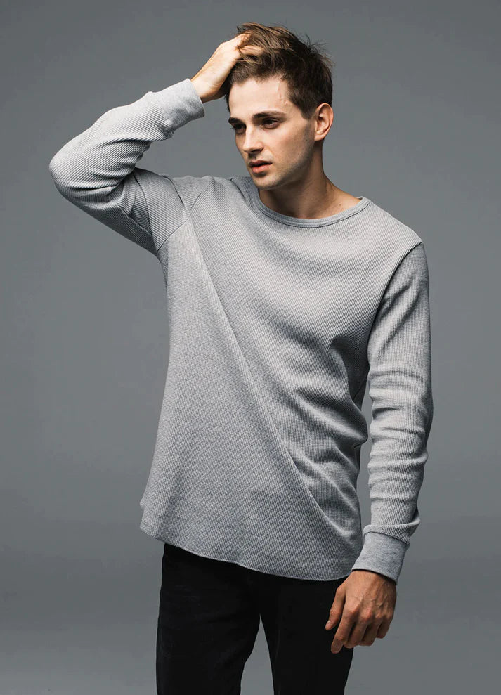 Men Grey Round Neck Cotton Full Sleeve